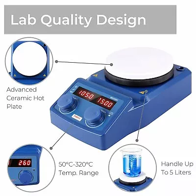 Four E'S Magnetic Stirrer With Heating Plate Hotplate Digital Mixer Stir Bar Lab • $188.99