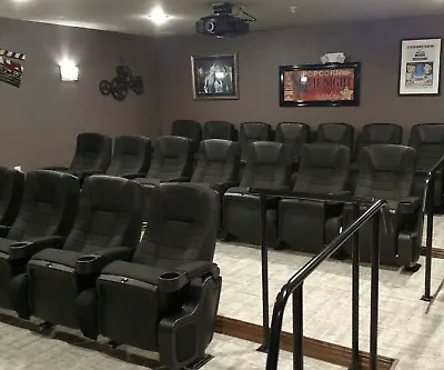 Row Of 5 New Movie Cinema Seating Rocking Rocker Chairs Home Theater Seats Black • $2659