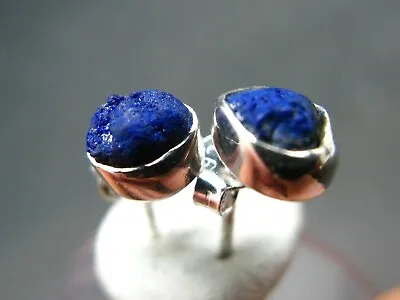 Azurite Crystal Stud Earrings In Sterling Silver From Mexico - 0.6  • $19.99