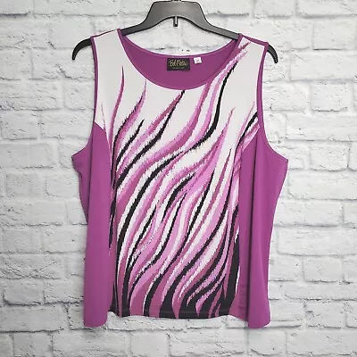 Bob Mackie 2x Sleeveless Top Wearable Art Pink Print Stretch Tank Plus Size • $23.95