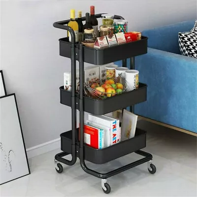 Heavy Duty Storage Trolley Cart 3Tier Metal Rolling Utility Organizer Rack Salon • $41.95