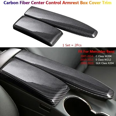 2x Carbon Fiber Center Armrest Box Cover Trim For Mercedes Benz W204 W212 X204 • $31.34