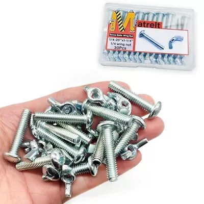 30Pack 1/4 -20 X1-1/4  Screw Bolts And Wing Nut Kit 15pcs Machine Screws With... • $12.35