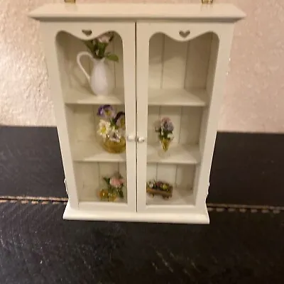 Vintage Miniature Wood Display Cabinet/ Shadow Box  With 5 Mini Floral - OOAK • $18.99