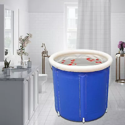 $38.50 • Buy Adult PVC Blow Up Bathtub Foldable Spa Bath Bucket Portable Water Tub +Air Pump