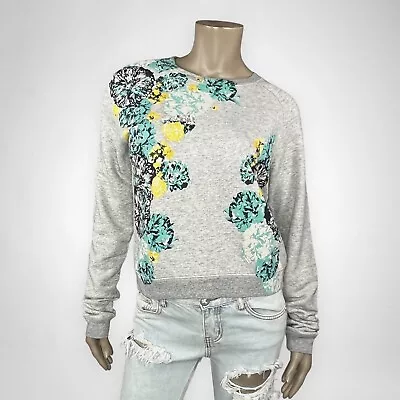 J. CREW XS Aquatic Floral Sweatshirt In Gray Casual • $29