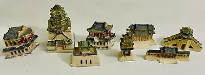 Lot Of 8 Miniatures Asian Buildings Houses Architecture Very Detailed Bridges • $13.99