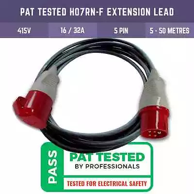 Pat Tested 3 Phase Ho7rn-f Cable 16a-32a 5 Pin Extension Lead For Welder Lathe • £145.25