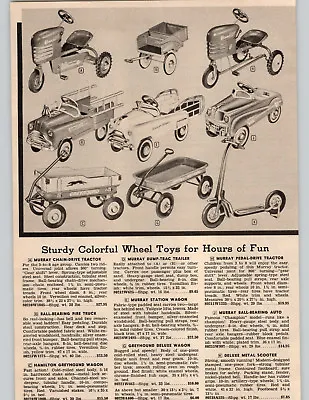 1955 PAPER AD Murray Tractor Pedal Car Station Wagon Greyhound Coaster • $14.98