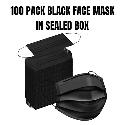 100 PCS Disposable Face Mask Non Medical Surgical 3 Ply Ear Loop Black Masks USA • $12.97