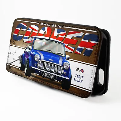 Personalised Mini Cooper Blue IPhone Case Classic Car Flip Phone Cover Gift CL34 • £12.95