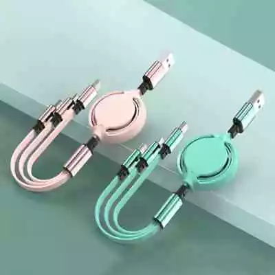 3 In 1 Retractable Data USB Cable For IPhone Charger Fast Wire Charging Cable Fo • $1.88