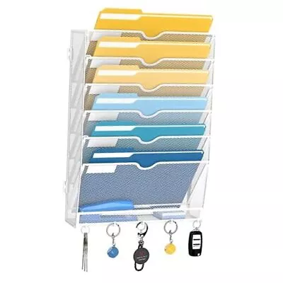  7-Tier Mesh Wall File Holder Hanging Wall File Organizer Office  • $38.70