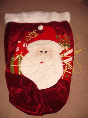 £20 • Buy Large Fur Cuffed Red  LUXURY Plush Velvet Father Christmas 3D Sack Gold Rope