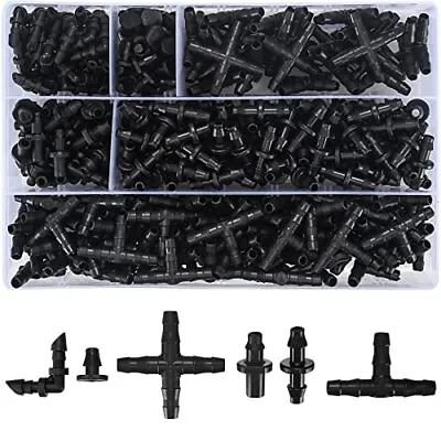 300 Pcs Irrigation Fittings Kit Drip Irrigation Barbed Connectors 1/4'' Tubing • $14.25