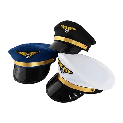 £11.89 • Buy Pilot Hat Airline Captain Cap White Adult Size Party Cosplay Hat Uniform Cap