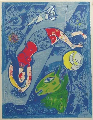  MARC CHAGALL - LE CIRQUE BLEU - SERIGRAPH - PLATE SIGNED -1970's. • $85