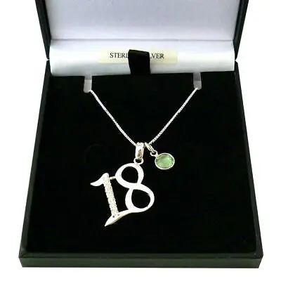 18th Birthday Necklace Sterling Silver With Birthstone Gift For 18th 18 Gift • £21.99