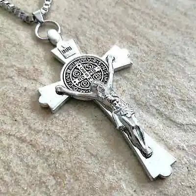 925 Sterling Silver 3D Catholic Crucifix Christian Jesus Christ Cross Necklace • $19.74