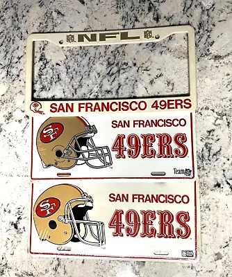 SAN FRANCISCO 49ERS Vanity Tin License Plates + Frame Lot Of 3 NFL Collectables • $29