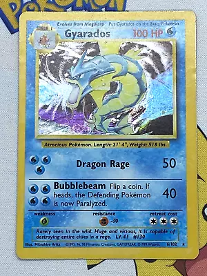 Pokemon Card Gyarados 6/102 Base Set  WOTC Vintage Original. • $22