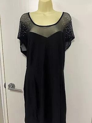 City Chic Black Jersey Feel Stretch Dress With Diamantés Size XL 22-24 • $15