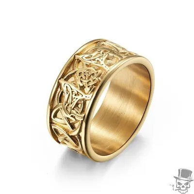 $22.95 • Buy Sculpt Rings™ Viking Ireland Celtics Knot Wolf Punk Ring In Steel US-Size 7-12