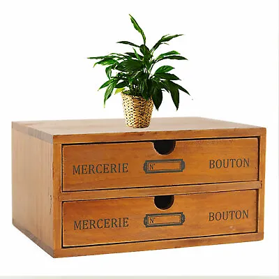 Vintage Wood Jewelry Organizer Storage Box W/ Drawers Cosmetic Cabinet 2 Layers • $32.30