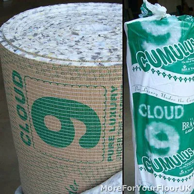 £104.85 • Buy Cloud 9 Cumulus Carpet Underlay Premium Dense 11mm Thick 15 SqM £104.85 Per Roll