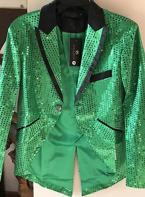 Cloudstyle Mens Sequin Tailcoat Swallowtail Suit Jacket Party Show Tux Dress • $35