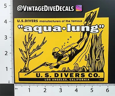 U.S. Divers 1958 Aqua Lung LA CA Decal Sticker Repro 6mil UV Vinyl 6  Die Cut  • $5.75