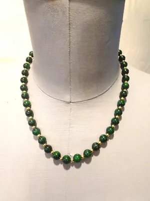 Women's MONA SO Genuine Stone Necklace Green & Gold NEW • $21.99