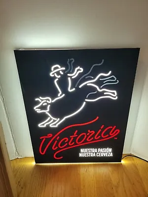 Victoria Beer Cowboy On Bull County Bar Motion Moving Led Light Up Sign New • $359.99