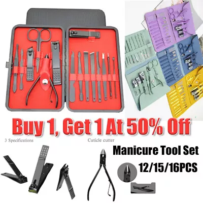 12/15/16 Pieces Manicure Pedicure Nail Care Cutter Clippers Kit For Women Men • £8.39