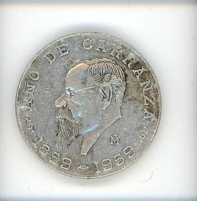 1959 Mexico Ano De Carranza 5 Peso 0.720 Silver Coin • $19.99