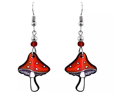 Abstract Amanita Mushroom Earrings Magic Fungi Toadstool Psychedelic Art Jewelry • $13.99