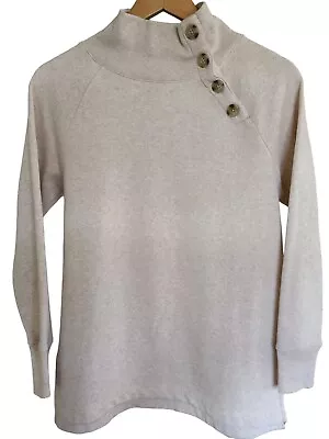 NWOT JCrew XXS Sweatshirt Top Shirt Beige Natural Button Down Neck • $16.99