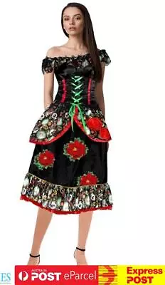 Day Of The Dead Mexican Senorita Gothic Halloween Dress Up Womens Costume • $53