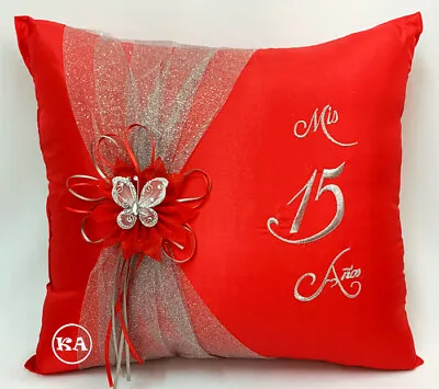 $69.95 • Buy NEW! Quinceanera Kneeling Pillow Red With Silver - Cojin Para Quinceanera Rojo