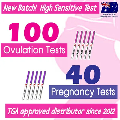 100 Ovulation Tests 40 Pregnancy Tests LH HCG Urine Strips Fertility OPK HPT Kit • $26.97