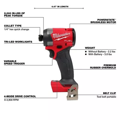 Milwaukee FUEL 18V 2953-20 1/4in Brushless Cordless Impact Driver - Tool Only • $79.95