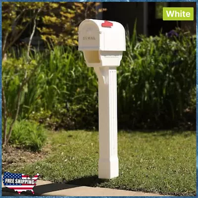 Mailbox Post Mount Mail Box Weather Resistant Outdoor Plastic Durable White • $53.69