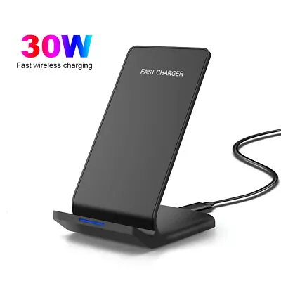 $21.99 • Buy 30W Qi Wireless Fast Charger Charging Stand Dock For Samsung S22 IPhone 13 Pro