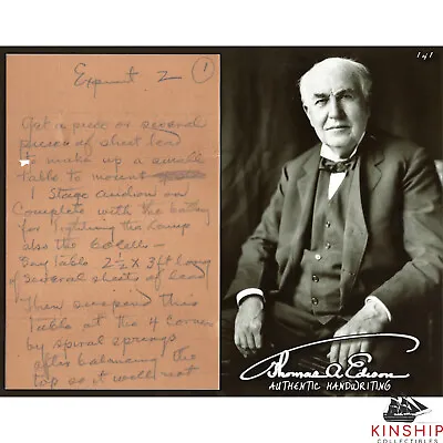 Thomas Edison Handwritten Note JSA LOA Custom 8x10 LE 1/1 Rare Auto Z1072 • $999