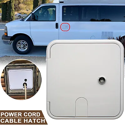 Electric Cable Hatch Square Power Cord Door Safety Lock & Key 30/50 AMP RV White • $16.98