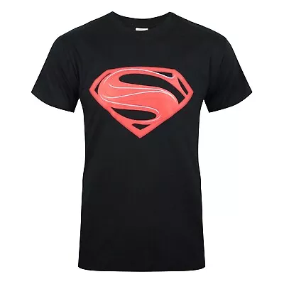 Superman Official Mens Man Of Steel Red Logo T-Shirt NS4963 • £14.06