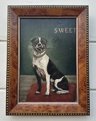 Antique Vintage Boston Terrier Dog Oil Painting On Board • $365