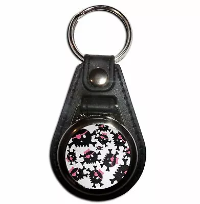 £4.99 • Buy Skull Bow Pattern - Plastic Medallion Key Ring Colour Choice New