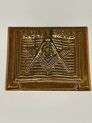 Antique US Fraternal Masonic Compass Bible Book Desk Art Bronze • $90