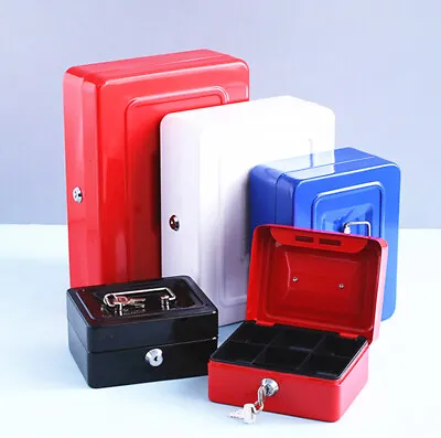 £11.99 • Buy Money Box In Steel Metal Cash Box Safe Security Petty Tin With Lock & 2 Keys